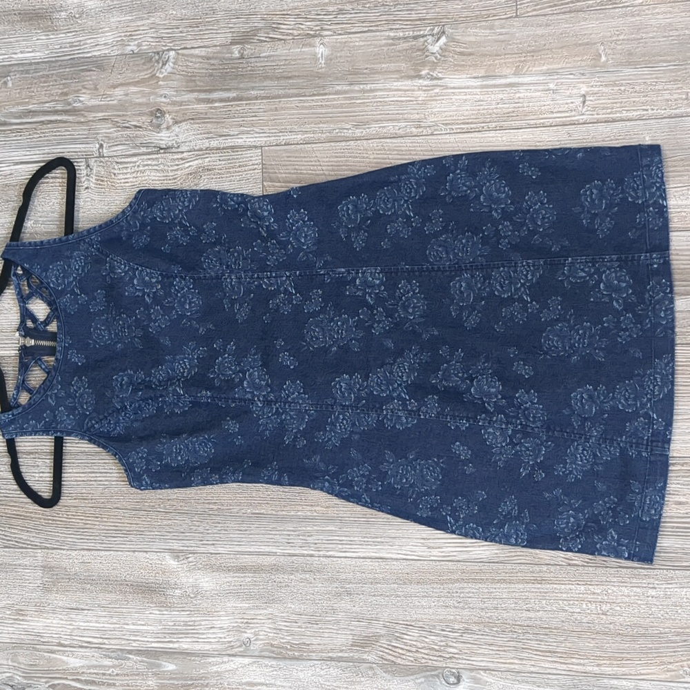 Dex Navy Floral Jacquard Mini Dress